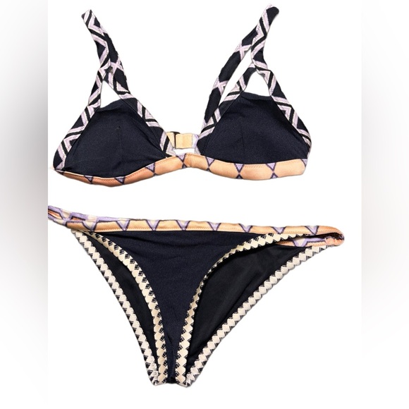 Victoria’s Secret Bikini. Size S/M Black Geometric Print - Picture 1 of 6